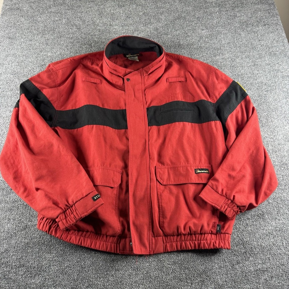 Workrite FR Jacket Mens 3XL Red Canvas Bomber Flame Resistant USA Flag Workwear